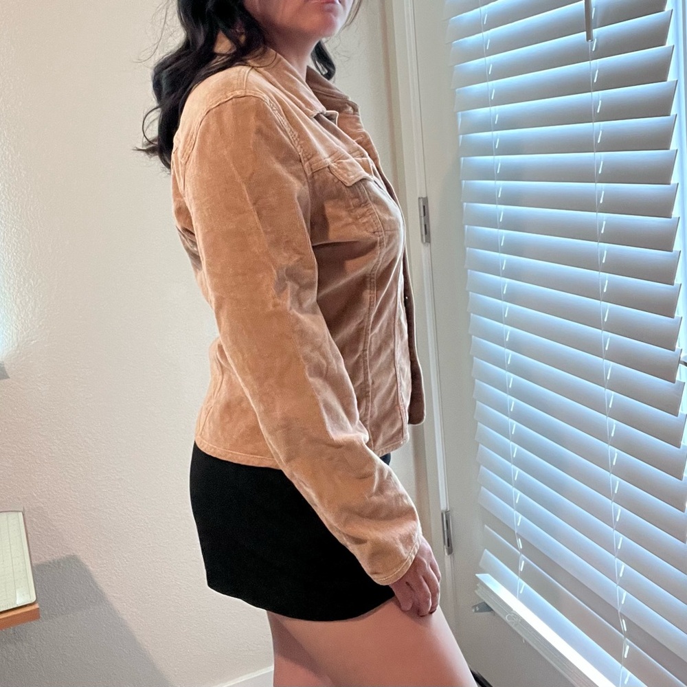 Brown Faux Suede Button Up Jacket - image 5